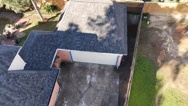 Aerial view of a Houston roof after a November 2025 repair