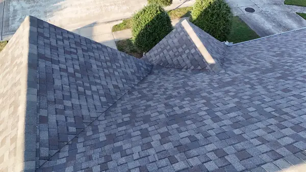 Hip ridge of a November 2024 roof replacement in Houston