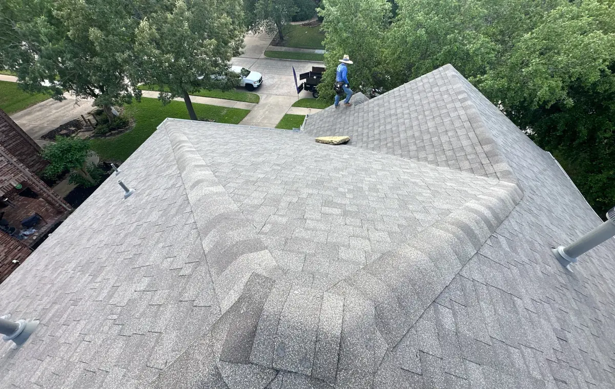 Front hip and ridge of the completed roof, Cypress 77429