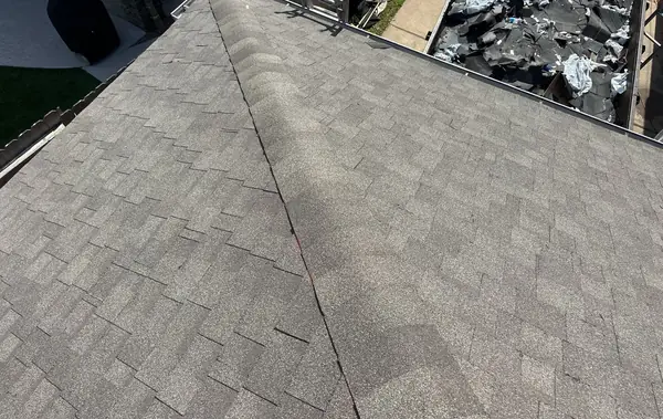 Hip line and shingle field after replacement