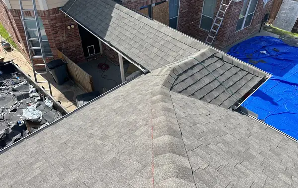 Lower rear slope with the chimney and the ladder still set