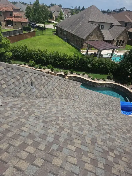 Rear slope of the new roof above the pool