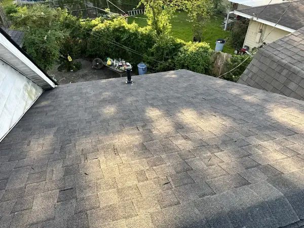 Ridge cap on a May 2025 roof replacement in Houston, TX