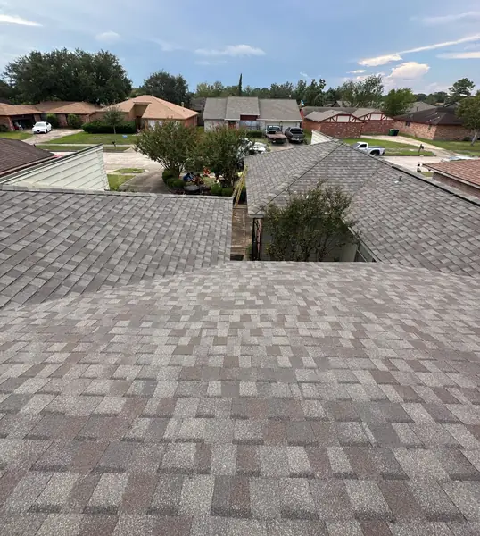 Front slope of a replaced roof in Fort Bend County Houston