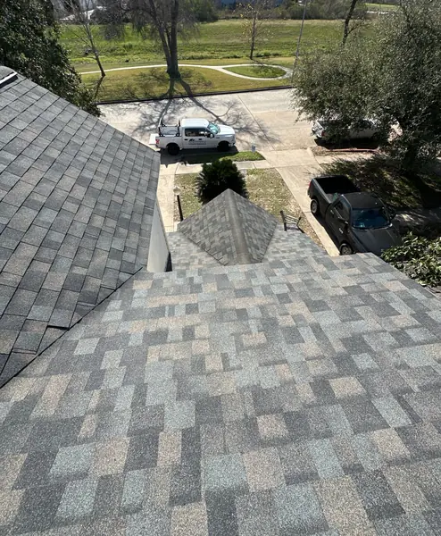 Front slope of a replaced roof in the Champions area of Houston