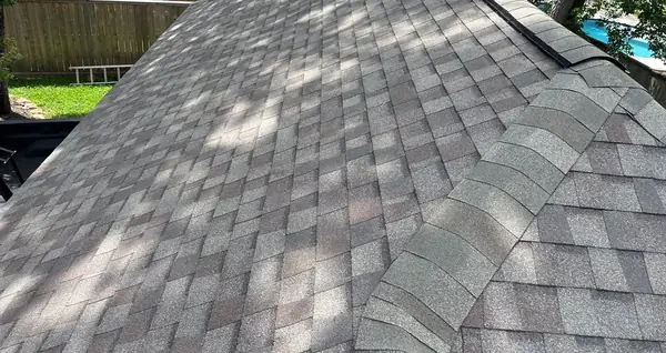 Hip line of the new roof from above