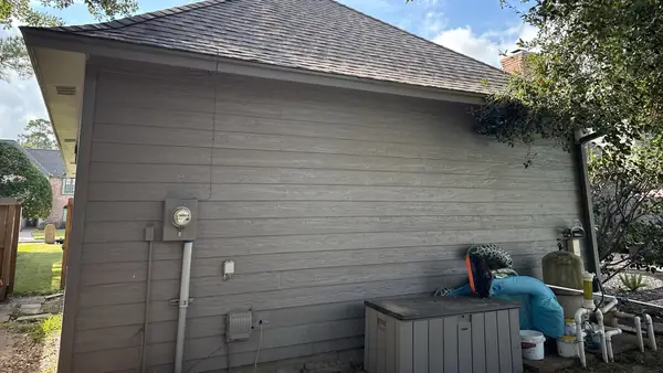 Side wall and new gutter line after the replacement