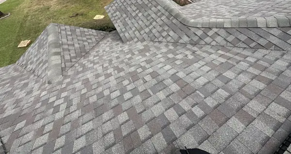 Hip and valley lines on the completed roof