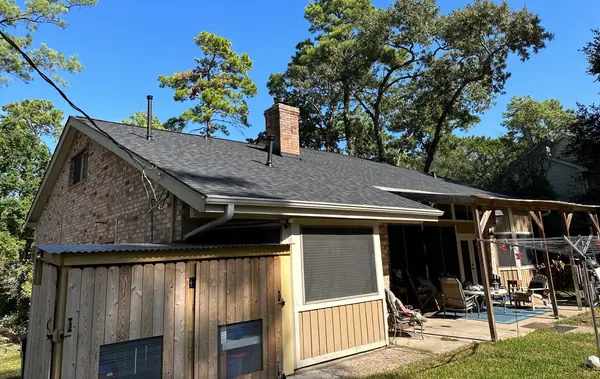 Chimney side with new flashing and the covered patio