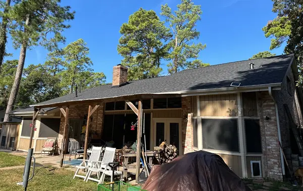 Rear patio and roofline after the replacement