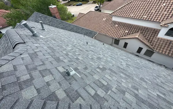 Roof field with new pipe jacks and a dome vent