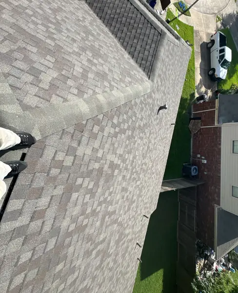 Rear slope of a replaced Weathered Wood roof in northwest Houston