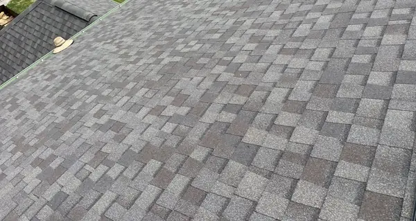 Shingle field on the 10/12 slope after replacement
