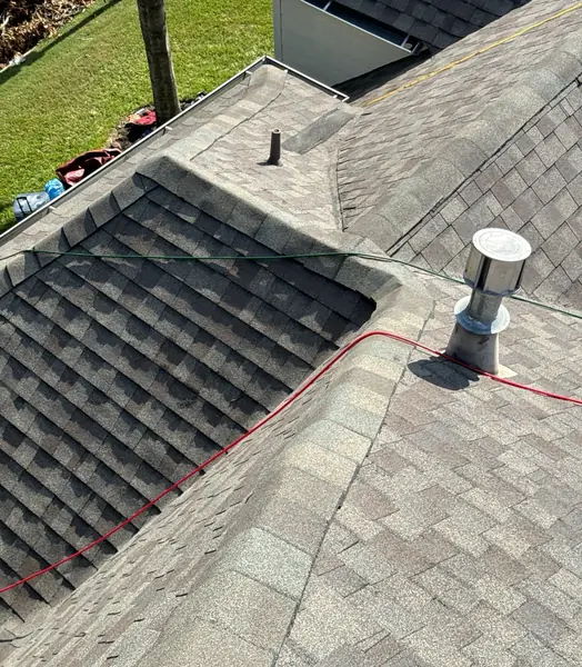 Front gable with fresh shingles in Houston, TX