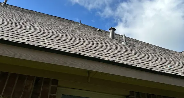 Eave and new pipe jacks on the completed roof