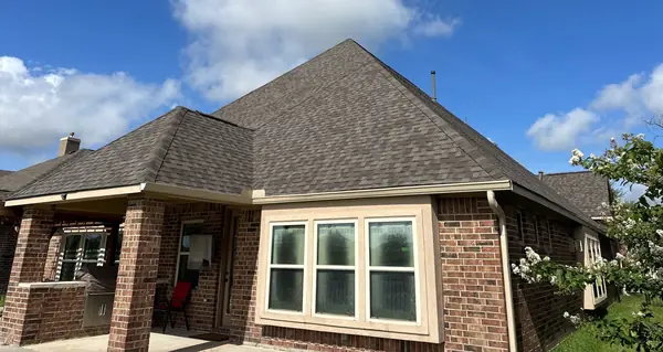 Rear hip above the patio with the new roof