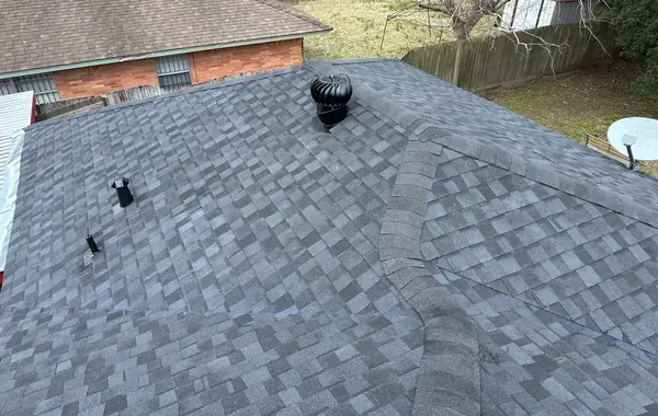 Ridge and slope of a replaced roof in Houston 77045