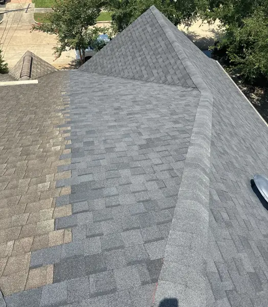 Front gable of a replaced roof in Houston