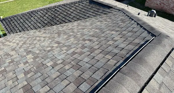 Rear hip slope and new gutters from the roof
