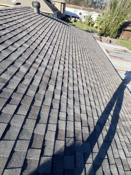 Front gable with fresh shingles in Houston, TX