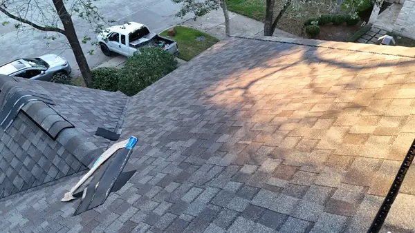 Rear gable with fresh shingles in Kingwood
