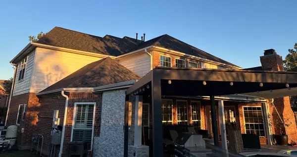 Covered patio with a new roof in west Houston