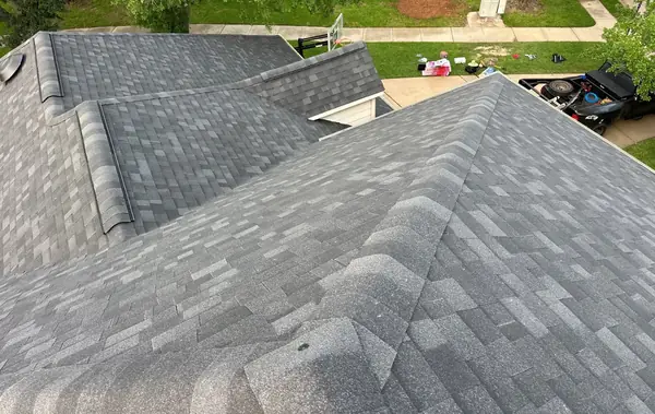 Rooftop view of the intersecting hips after replacement