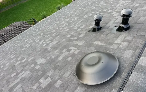 Turbine and dome vents installed on the completed roof