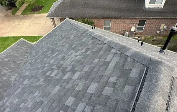 Front gable and hip from the ridge