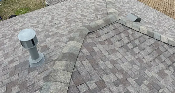 Ridge vent and high-profile cap on a Richmond, TX roof