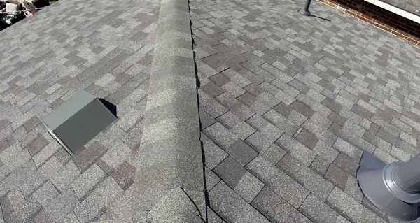 Hip line and vents on the completed roof