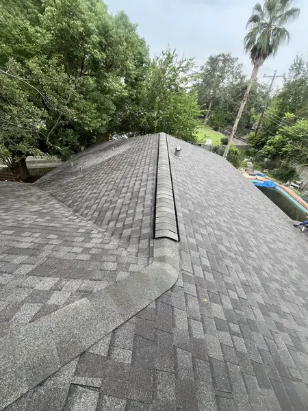 Flat membrane section on a replaced Houston roof