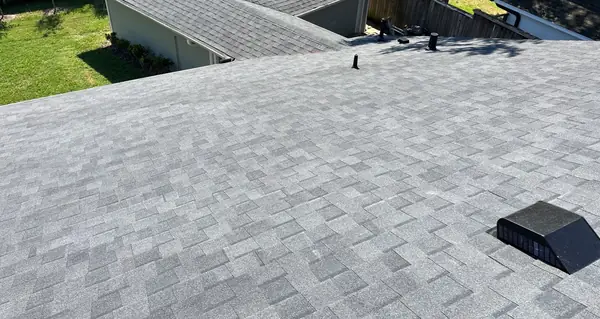 Valley and dormer detail on a new laminate roof in Houston