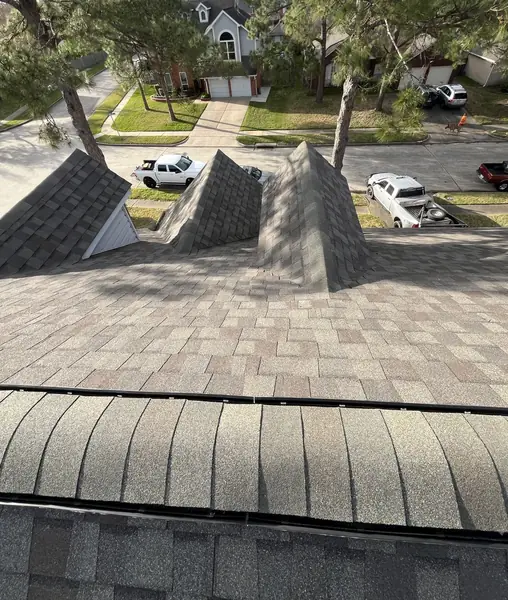Chimney chase re-flashed on a new Houston roof