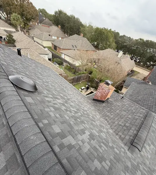 Dome vents and ridge on a replaced roof in Copperfield, Houston