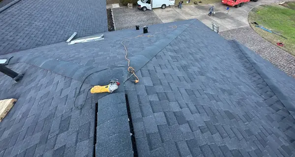 Ridge line with vents protected during the install