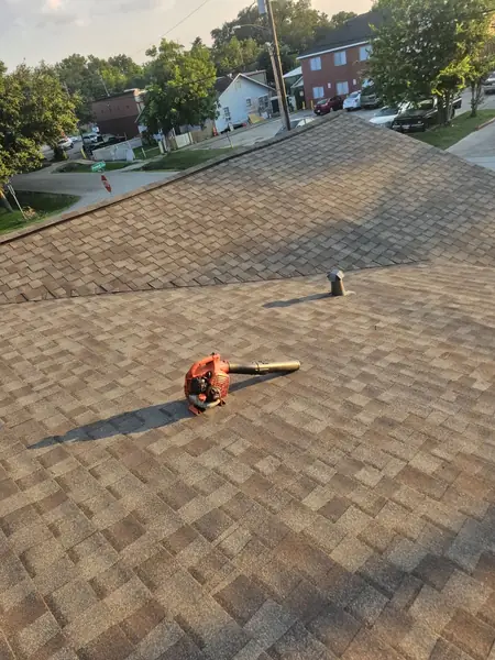 Hip ridge of a June 2024 roof replacement in Houston