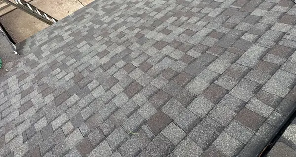 Shingle field and ridge caps from above