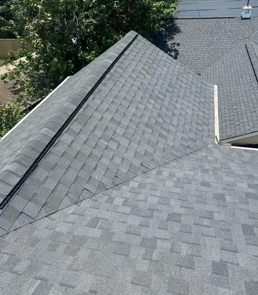 Front slope of a replaced roof near River Oaks, Houston