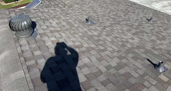 Townhome roofs from above after replacement in Houston