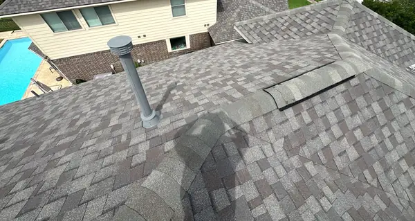 Front gable with fresh shingles in League City