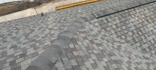 Shingle field on the completed roof