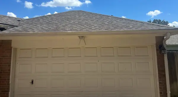 Garage gable of a replaced roof in Houston, TX