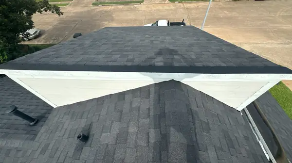 Ridge cap detail on a new Houston roof