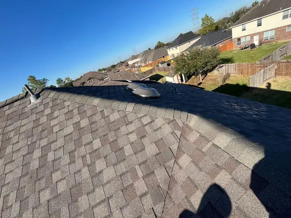 Front gable with fresh shingles in Rosharon, TX