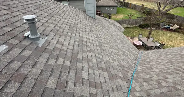 Ridge cap detail on a new Houston roof