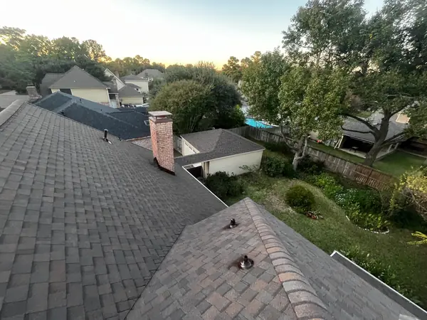 Shingle field and ridge caps on the main slope