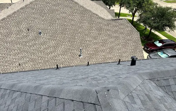 Shingle field and new pipe jacks from above