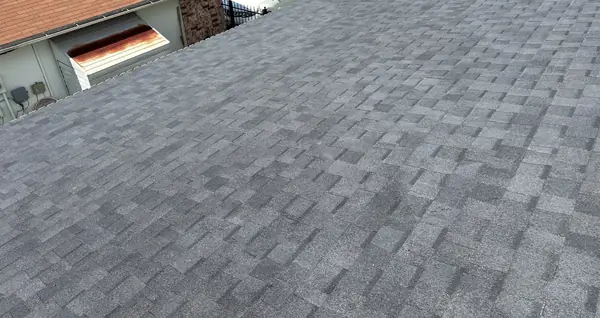 Hip ridge of a September 2024 storm restoration roof in Houston