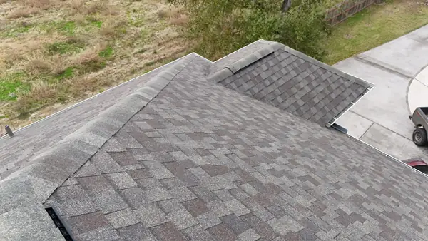 Side slope of a storm-restored roof in north Houston